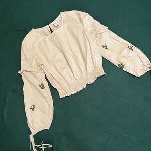 crop top long puff sleeves m size